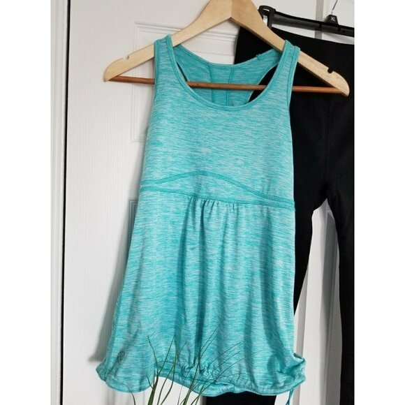 Be Inspired Activewear Tank Top With Racer Back Draw String Hem Teal Size (S) - Picture 1 of 7